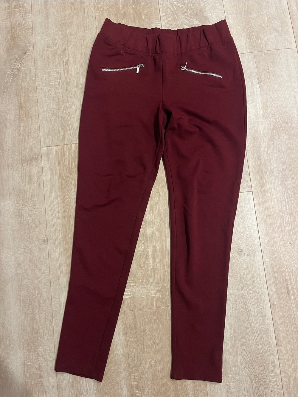 Rue21 Wine Ponte Ankle Pants with Elastic Waist
